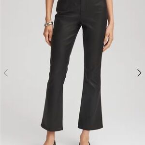 Chico's Black Patent Leather Cropped Flare Jeans